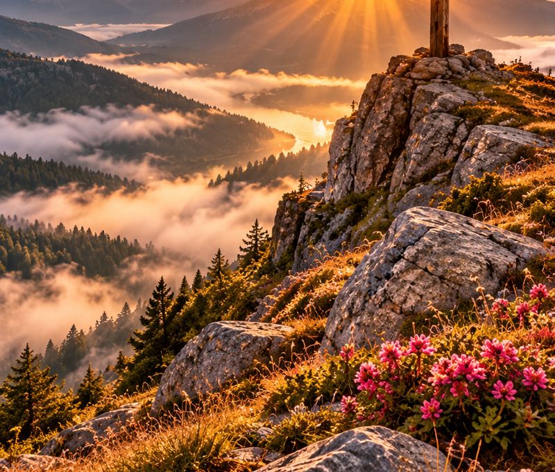 Lumière du matin sur les montagnes