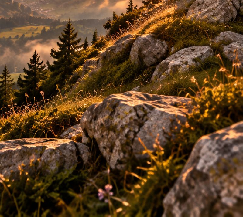 Rochers et sentier de montagne